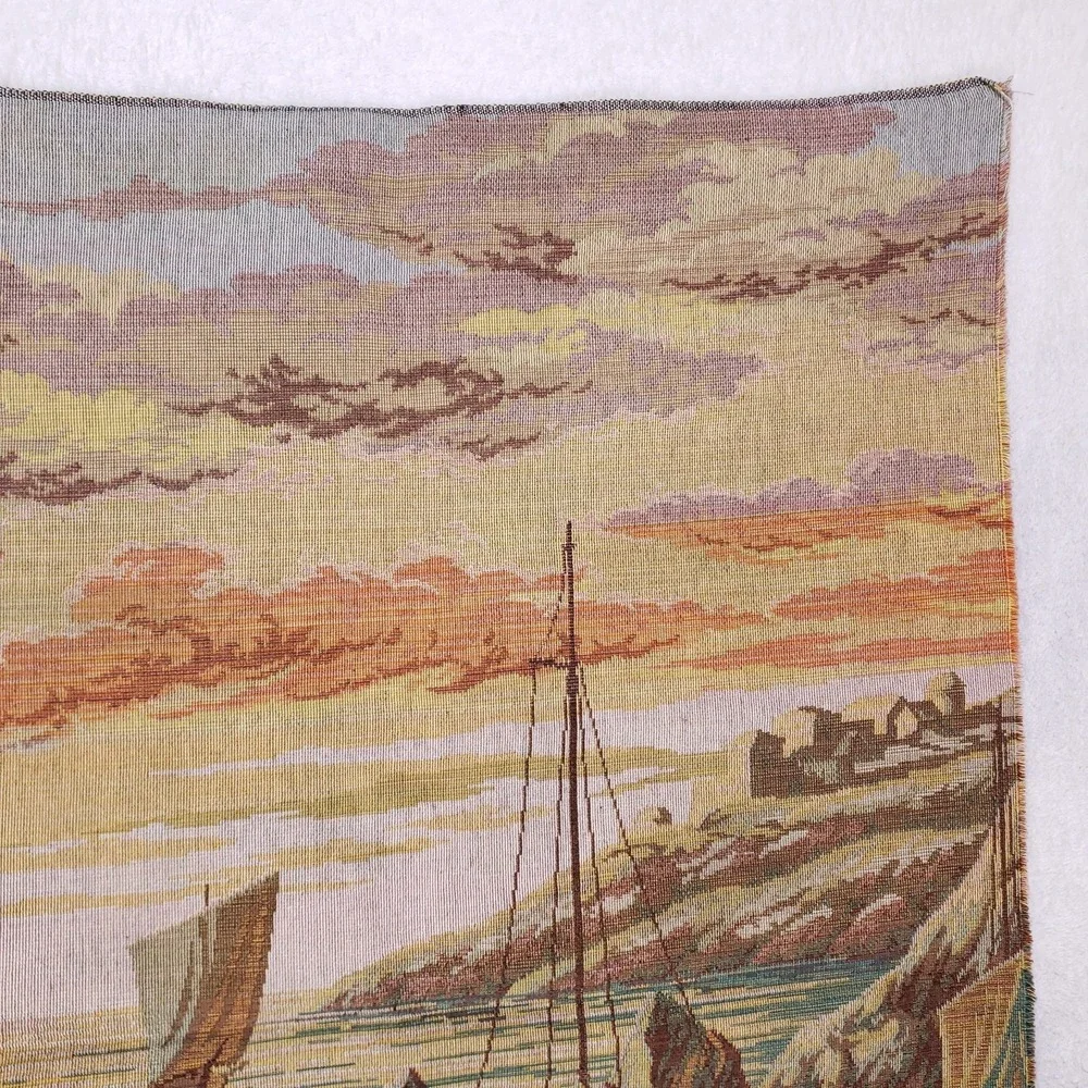 Unbranded‎ Vintage Large Woven Harbor Tapestry 37x52 Multi Color